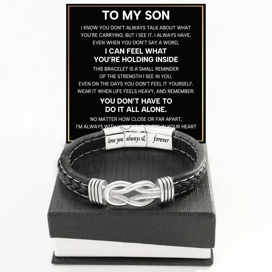 To My Son Linked Together Bracelet With Heartfelt Message - Unique Jewelry For Men - Always With You