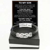 To My Son Linked Together Bracelet With Heartfelt Message - Unique Jewelry For Men - Always With You