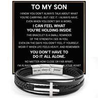To My Son Cross Bracelet With Heartfelt Message - Unique Jewelry For Men - Always With You