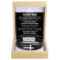 To My Son Cross Bracelet With Heartfelt Message - Unique Jewelry For Men - Always With You
