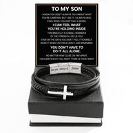 To My Son Cross Bracelet With Heartfelt Message - Unique Jewelry For Men - Always With You