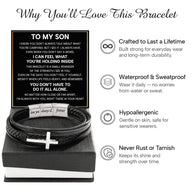 To My Son Cross Bracelet With Heartfelt Message - Unique Jewelry For Men - Always With You