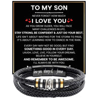 To My Son Bracelet With Heartfelt Message - Unique Jewelry For Men - Be Confident