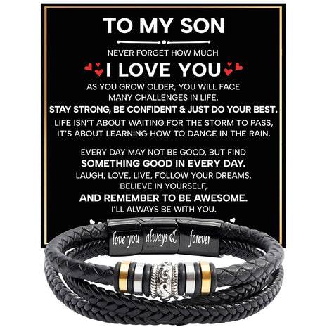 To My Son Bracelet With Heartfelt Message - Unique Jewelry For Men - Be Confident