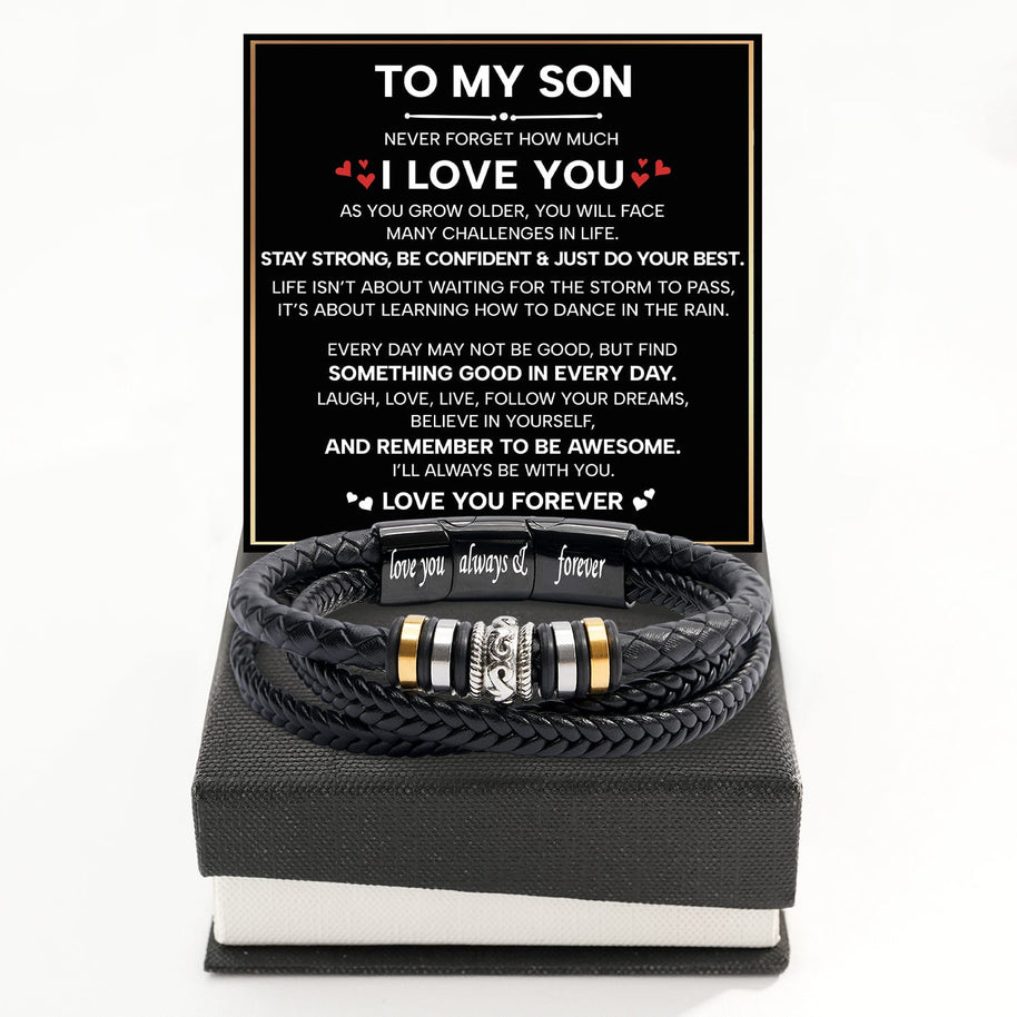 To My Son Bracelet With Heartfelt Message - Unique Jewelry For Men - Be Confident