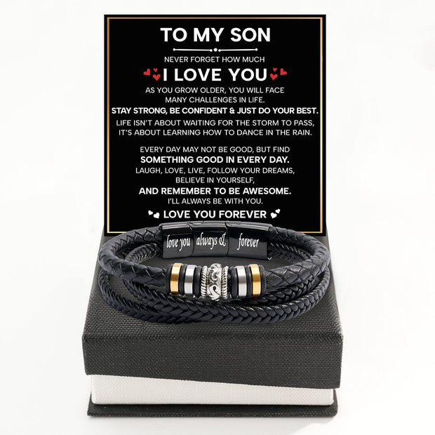 To My Son Bracelet With Heartfelt Message - Unique Jewelry For Men - Be Confident