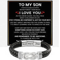 To My Son Linked Together Bracelet With Heartfelt Message - Unique Jewelry For Men - Be Confident