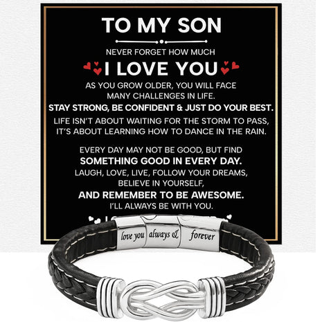 To My Son Linked Together Bracelet With Heartfelt Message - Unique Jewelry For Men - Be Confident
