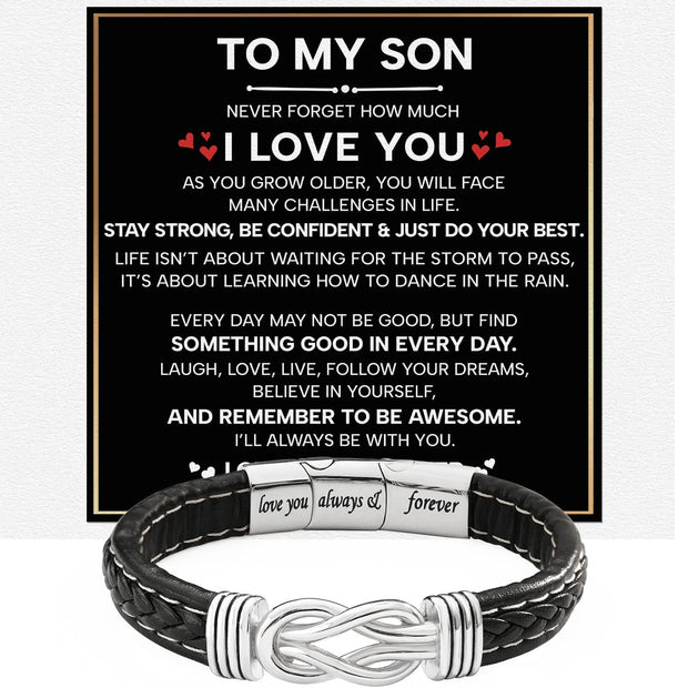 To My Son Linked Together Bracelet With Heartfelt Message - Unique Jewelry For Men - Be Confident