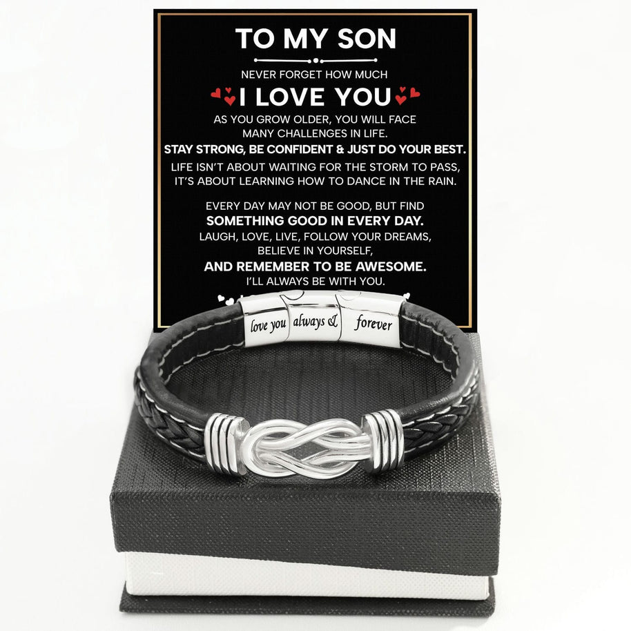 To My Son Linked Together Bracelet With Heartfelt Message - Unique Jewelry For Men - Be Confident