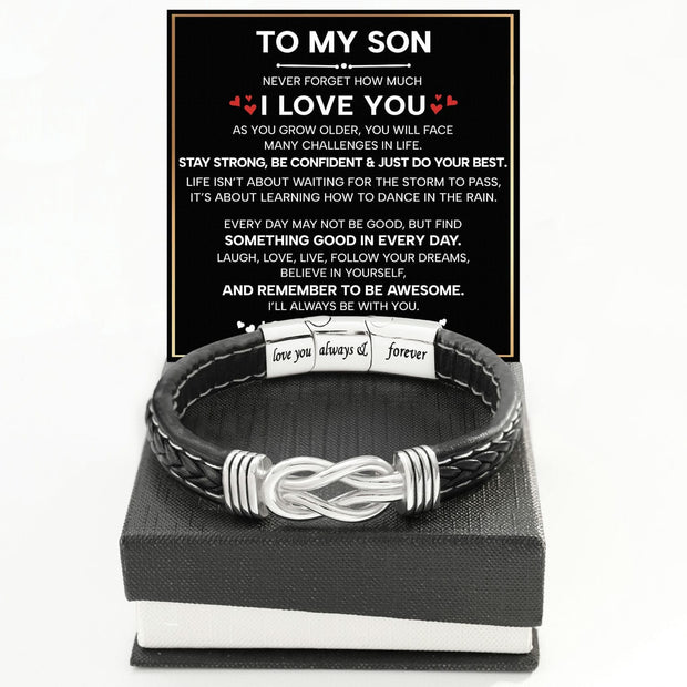 To My Son Linked Together Bracelet With Heartfelt Message - Unique Jewelry For Men - Be Confident