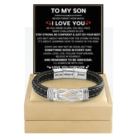 To My Son Linked Together Bracelet With Heartfelt Message - Unique Jewelry For Men - Be Confident