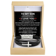 To My Son Cross Bracelet With Heartfelt Message - Unique Jewelry For Men - Be Confident