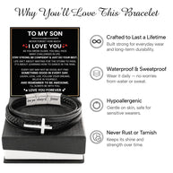 To My Son Cross Bracelet With Heartfelt Message - Unique Jewelry For Men - Be Confident