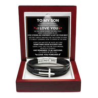 To My Son Cross Bracelet With Heartfelt Message - Unique Jewelry For Men - Be Confident