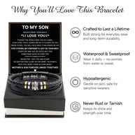To My Son Bracelet With Heartfelt Message - Unique Jewelry For Men - Linked Together