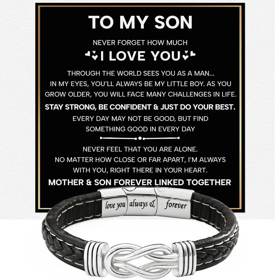 To My Son Linked Together Bracelet With Heartfelt Message - Unique Jewelry For Men - Linked Together