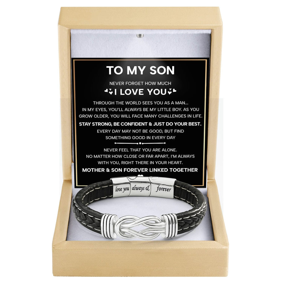 To My Son Linked Together Bracelet With Heartfelt Message - Unique Jewelry For Men - Linked Together