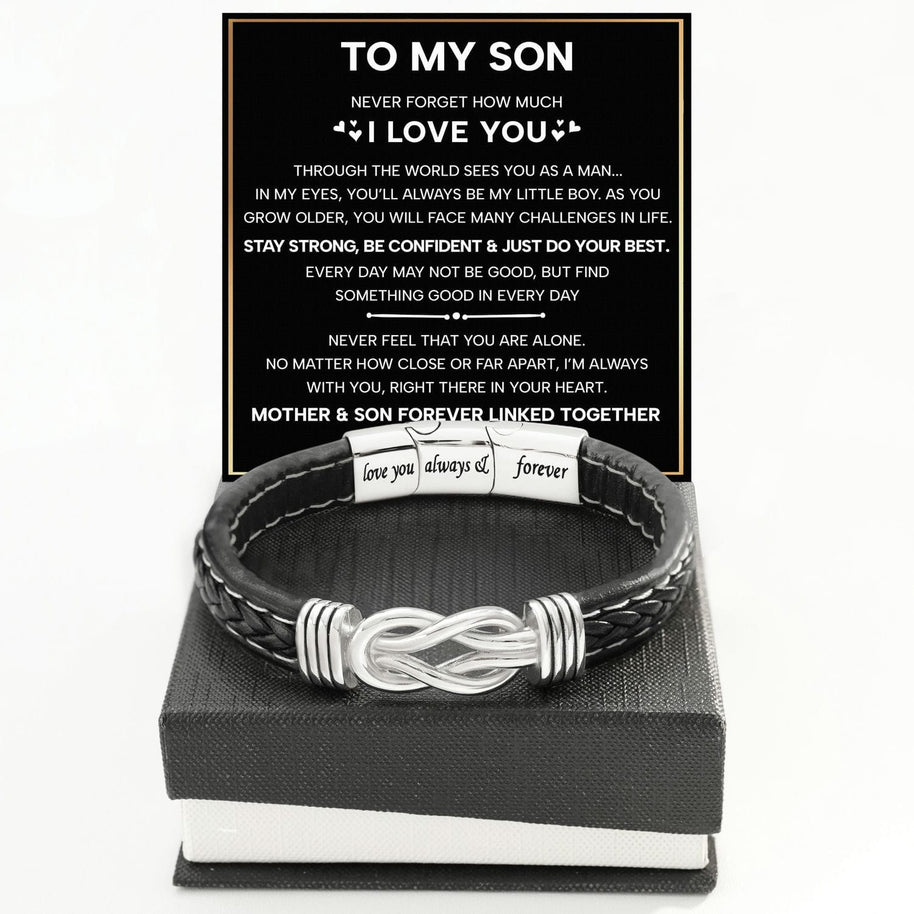 To My Son Linked Together Bracelet With Heartfelt Message - Unique Jewelry For Men - Linked Together