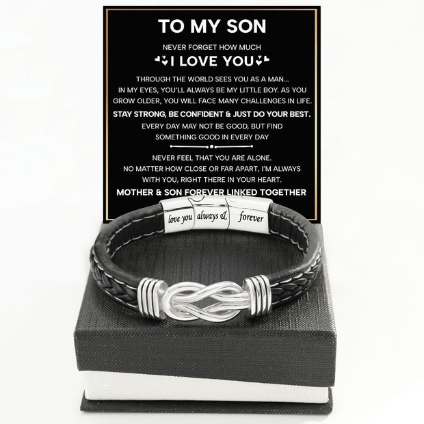 To My Son Linked Together Bracelet With Heartfelt Message - Unique Jewelry For Men - Linked Together