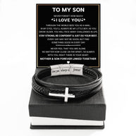 To My Son Cross Bracelet With Heartfelt Message - Unique Jewelry For Men - Linked Together