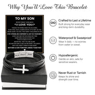 To My Son Cross Bracelet With Heartfelt Message - Unique Jewelry For Men - Linked Together