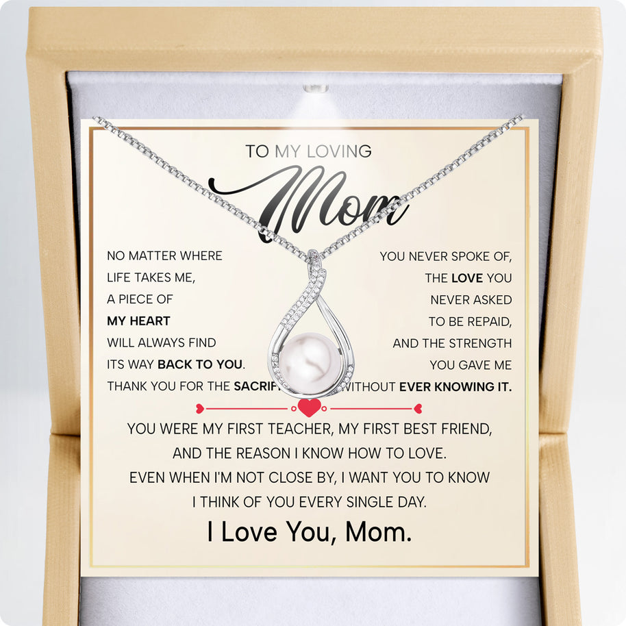 Sparkling Pearl Pendant Necklace for Mom - A Son's Timeless Love in Every Glow - Sacrifices You Never Spoke