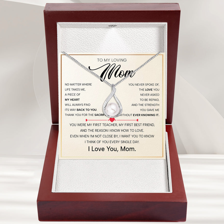 Sparkling Pearl Pendant Necklace for Mom - A Son's Timeless Love in Every Glow - Sacrifices You Never Spoke