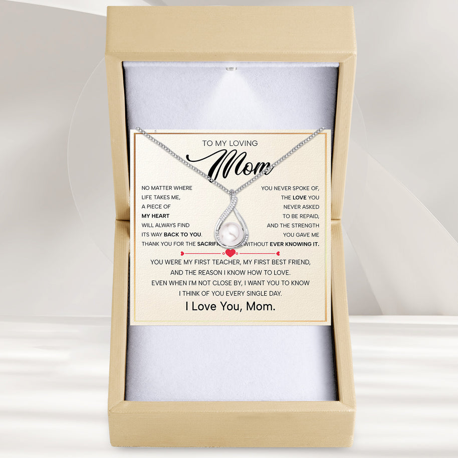Sparkling Pearl Pendant Necklace for Mom - A Son's Timeless Love in Every Glow - Sacrifices You Never Spoke