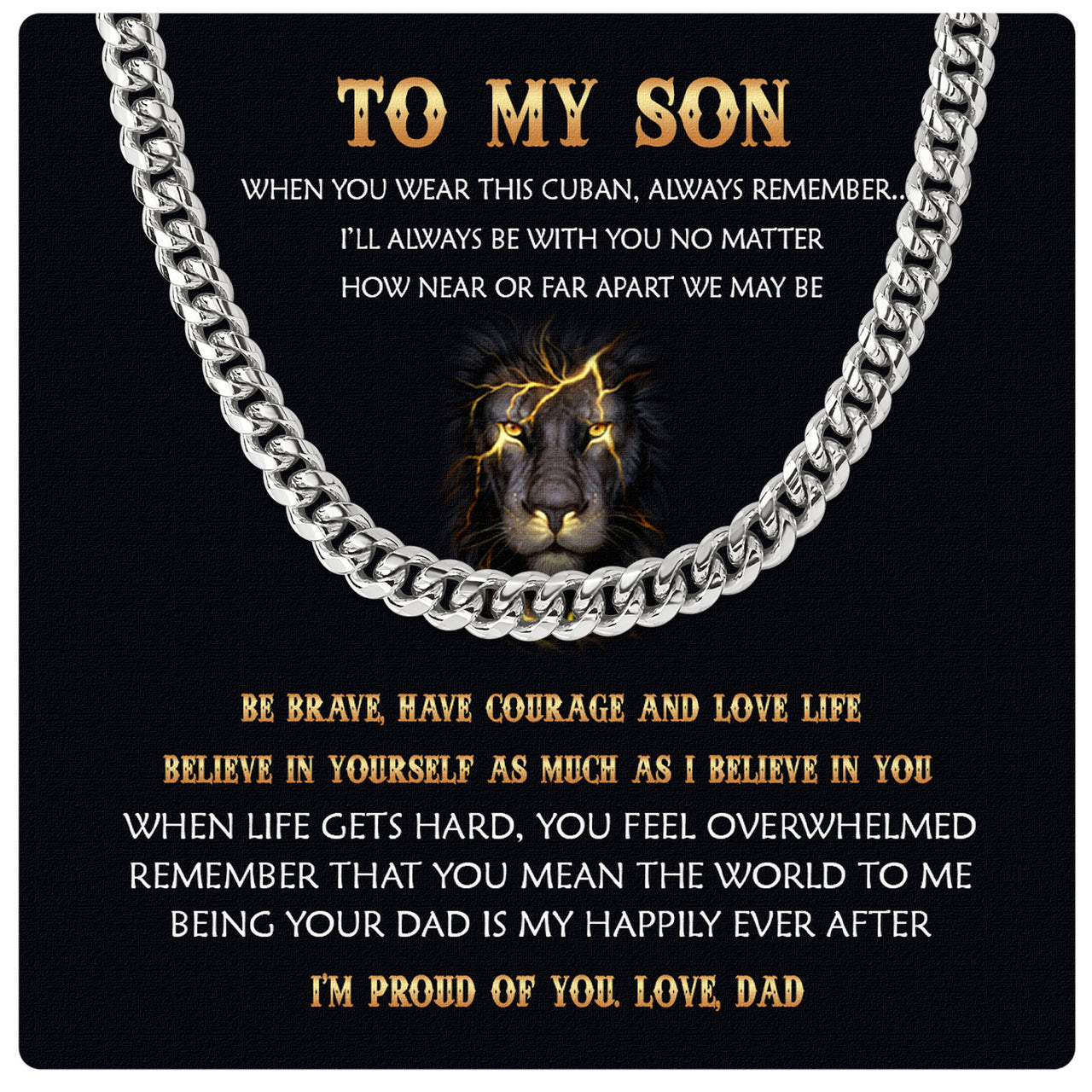 Cuban Necklace Gifts For Son From Dad With Personalized Message Card Necklace