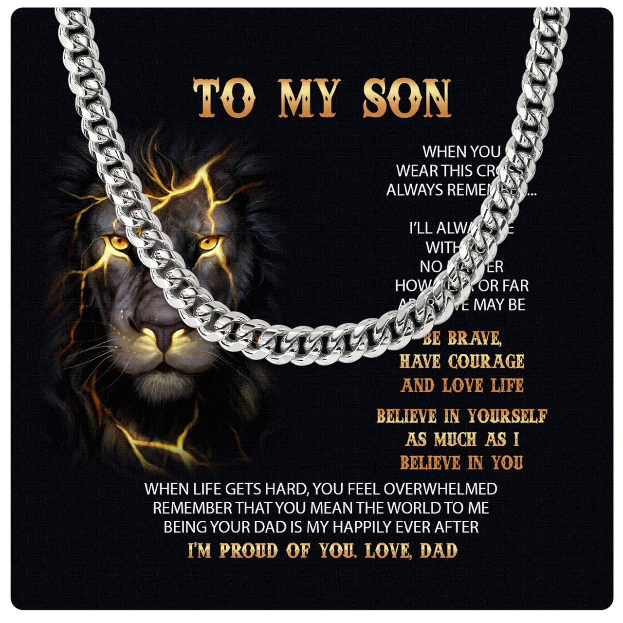 Cuban Necklace Gifts For Son From Dad With Personalized Message Card Necklace