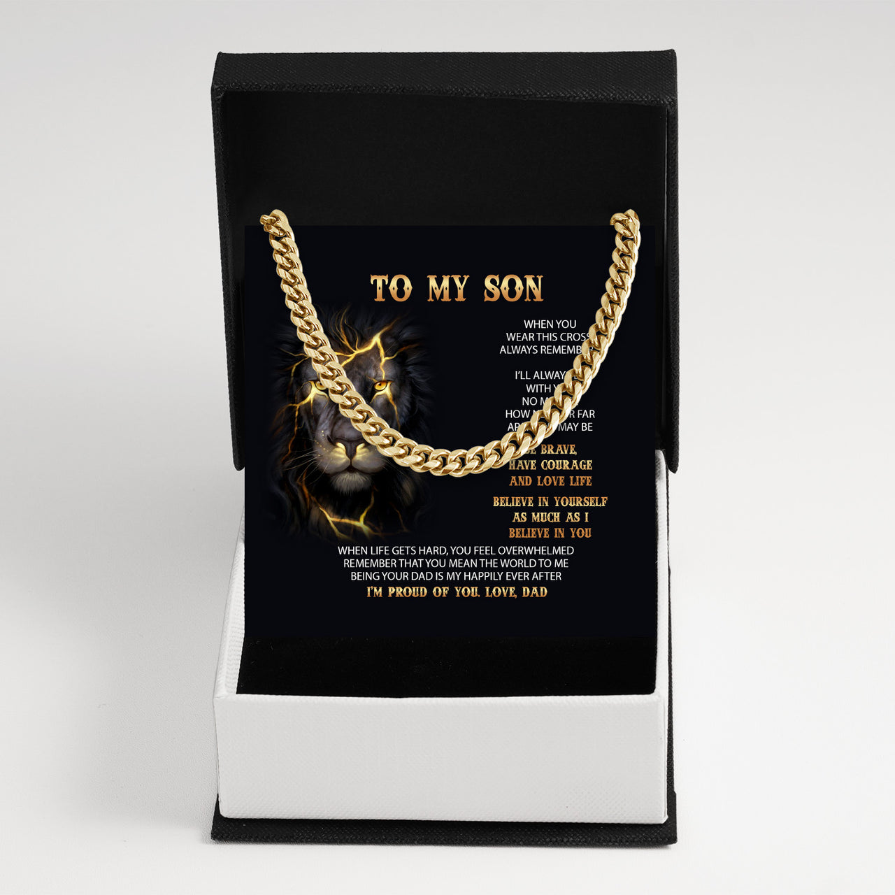 Cuban Necklace Gifts For Son From Dad With Personalized Message Card Necklace