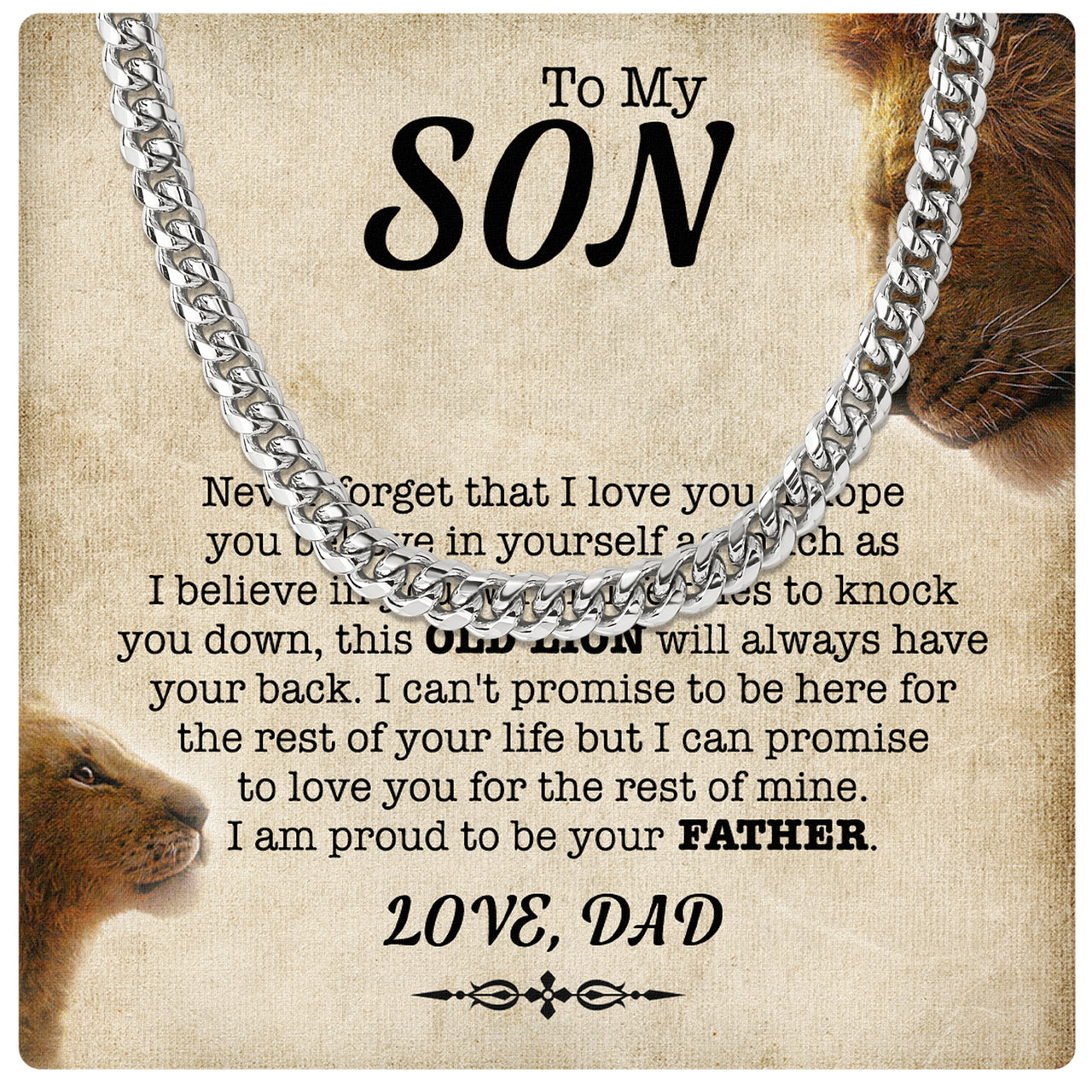 Cuban Necklace Gifts For Son From Dad With Personalized Message Card Necklace