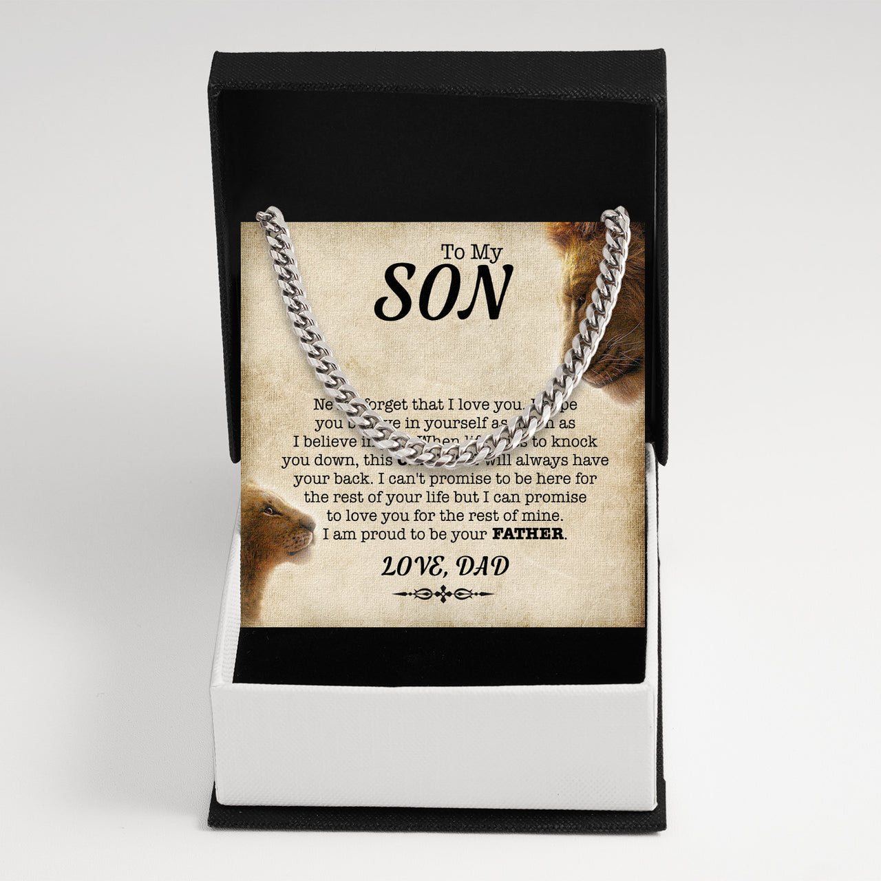 Cuban Necklace Gifts For Son From Dad With Personalized Message Card Necklace