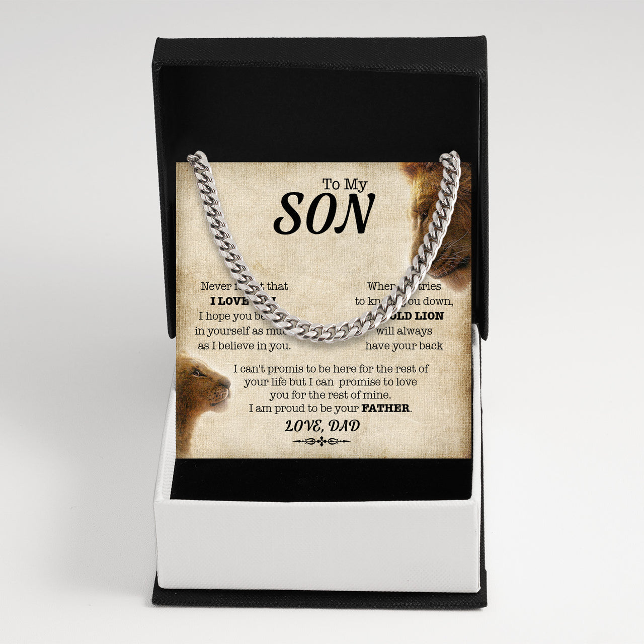 Cuban Necklace Gifts For Son From Dad With Personalized Message Card Necklace