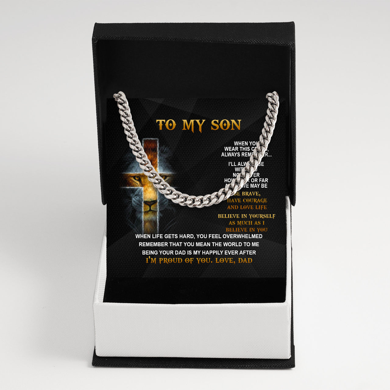 Cuban Necklace Gifts For Son From Dad With Personalized Message Card Necklace