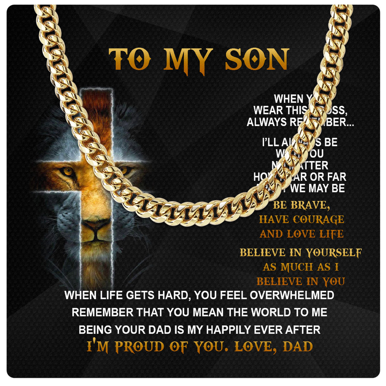 Cuban Necklace Gifts For Son From Dad With Personalized Message Card Necklace