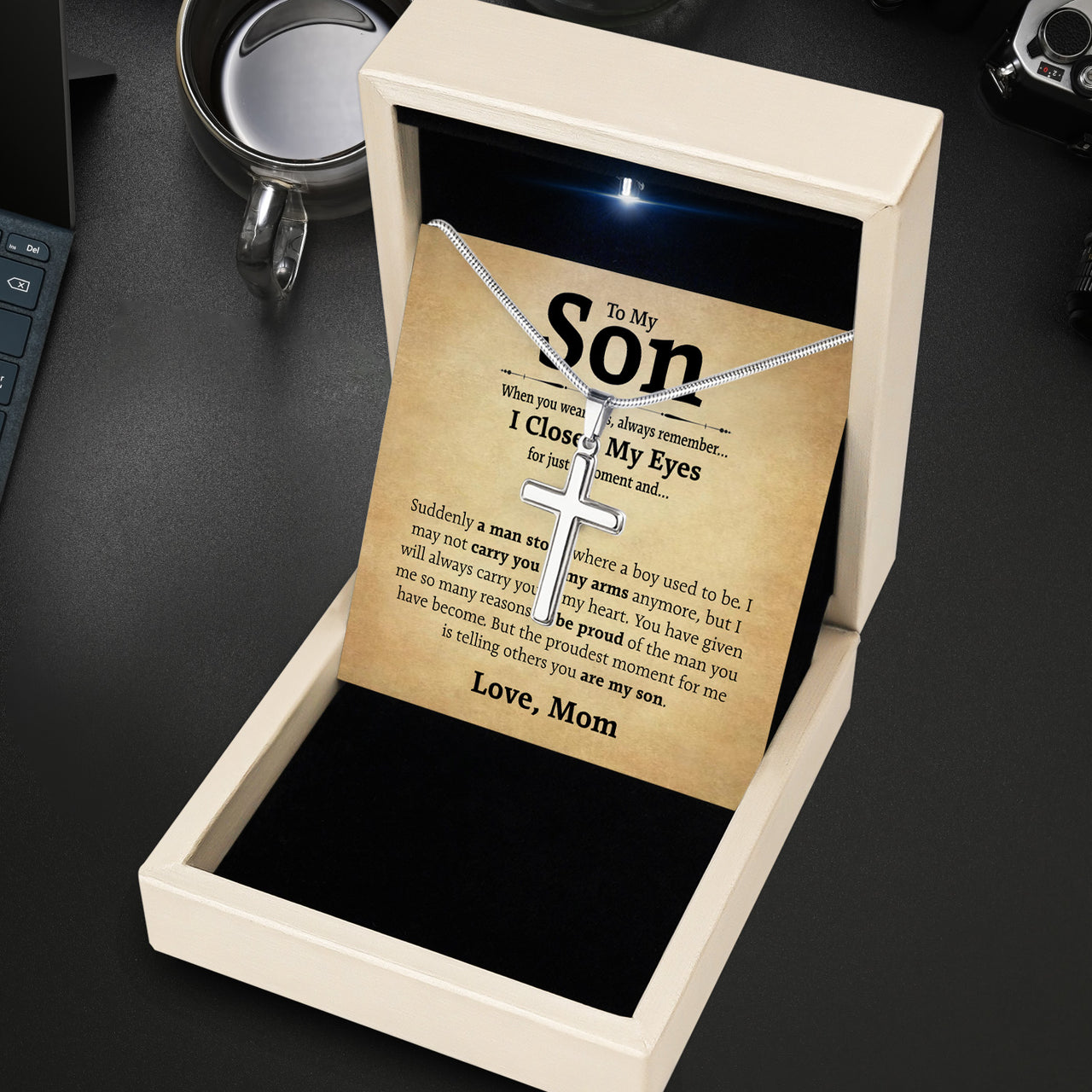 Cuban Necklace Gifts For Son From Mom With Personalized Message Card Necklace