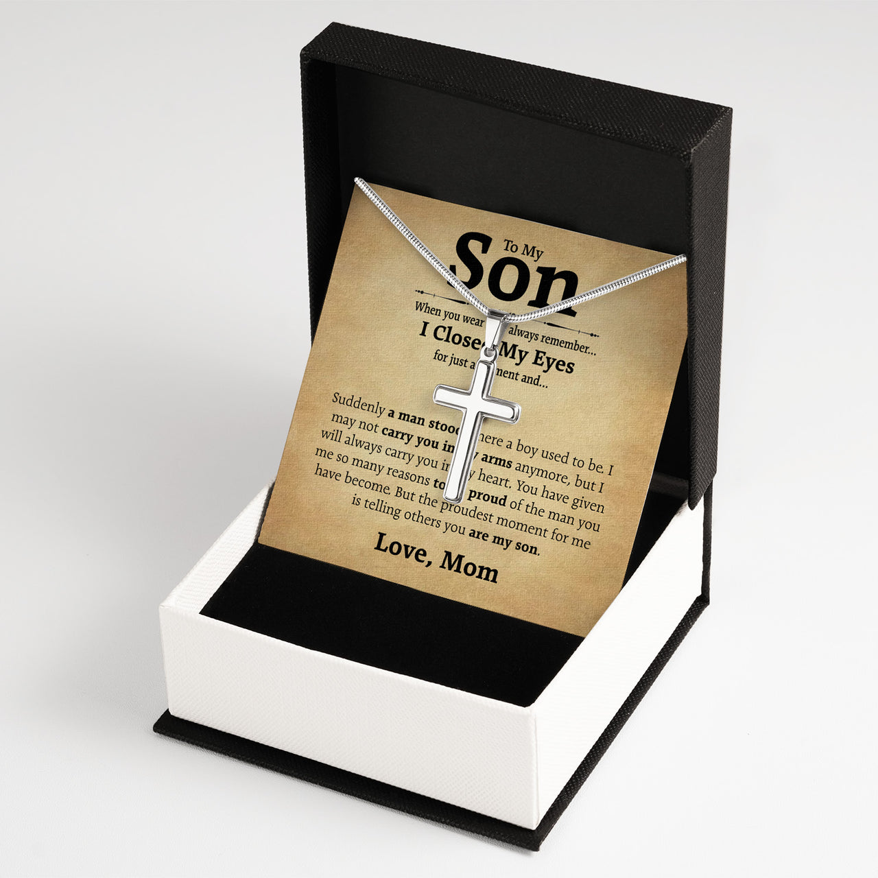 Cuban Necklace Gifts For Son From Mom With Personalized Message Card Necklace