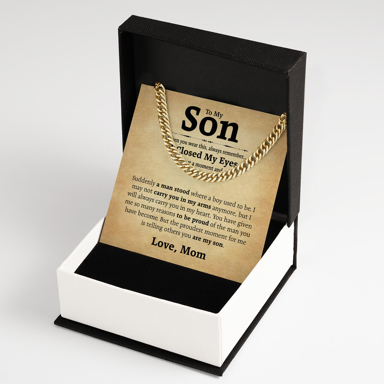 Cuban Necklace Gifts For Son From Mom With Personalized Message Card Necklace