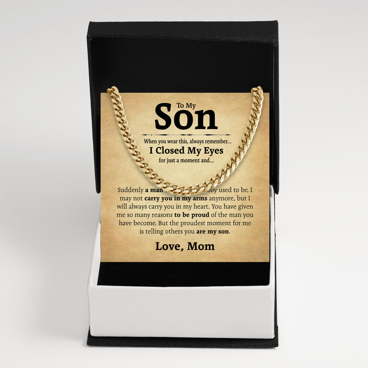 Cuban Necklace Gifts For Son From Mom With Personalized Message Card Necklace