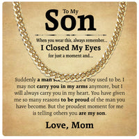 Thumbnail for Cuban Necklace Gifts For Son From Mom With Personalized Message Card Necklace