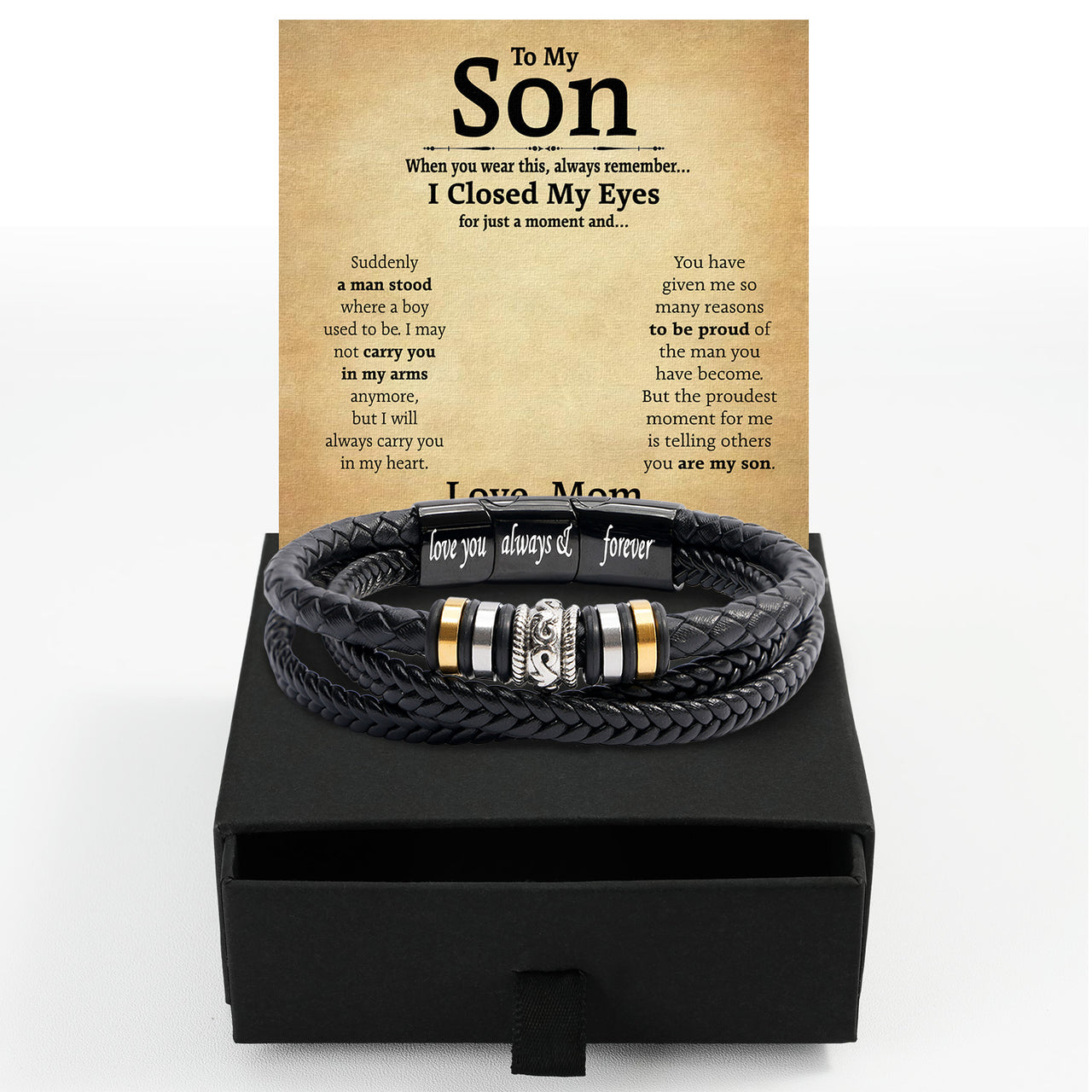 Bracelet Necklace Gifts For Son From Mom With Personalized Message Card Necklace