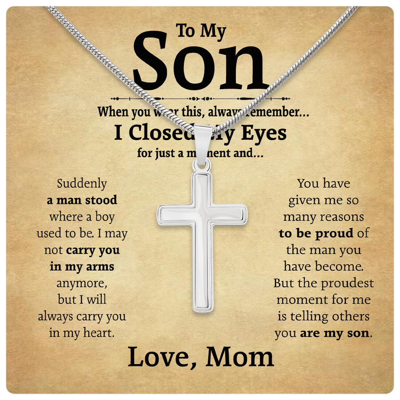 Cuban Necklace Gifts For Son From Mom With Personalized Message Card Necklace