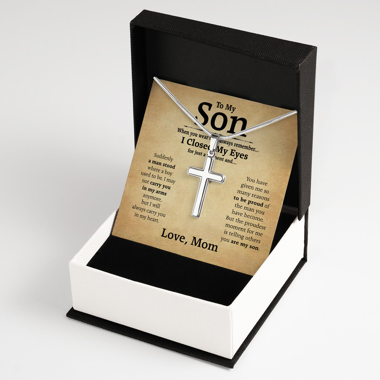 Cuban Necklace Gifts For Son From Mom With Personalized Message Card Necklace