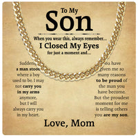 Thumbnail for Cuban Necklace Gifts For Son From Mom With Personalized Message Card Necklace