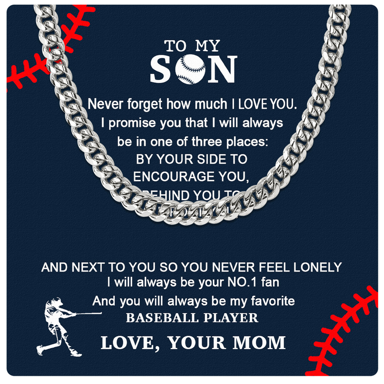 Cuban Necklace Gifts For Son From Mom With Personalized Message Card Necklace