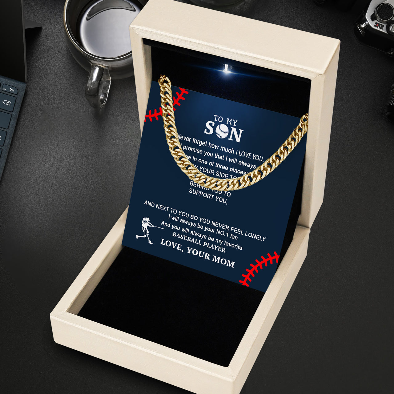 Cuban Necklace Gifts For Son From Mom With Personalized Message Card Necklace