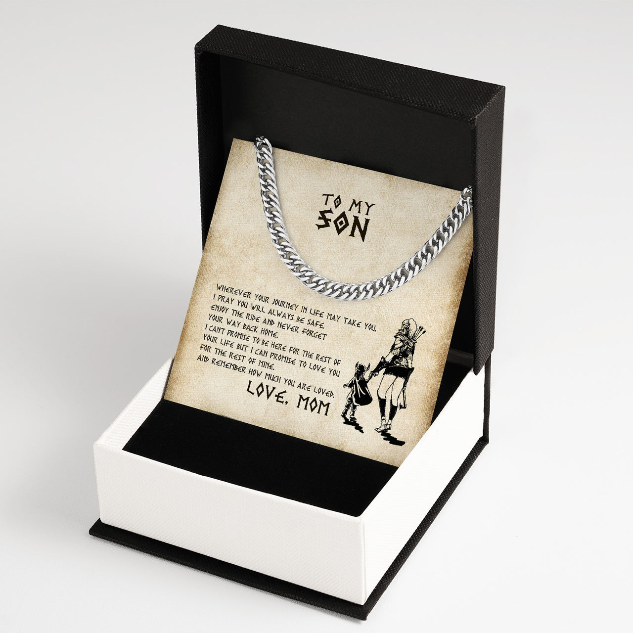 Cuban Necklace Gifts For Son From Mom With Personalized Message Card Necklace