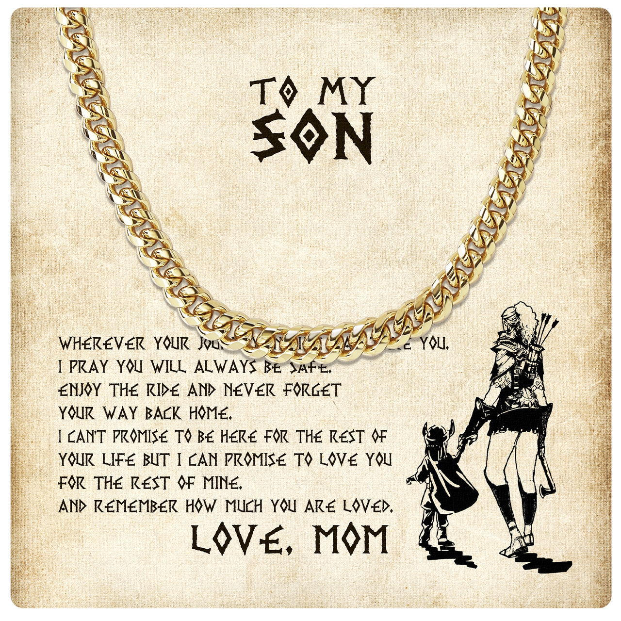 Cuban Necklace Gifts For Son From Mom With Personalized Message Card Necklace